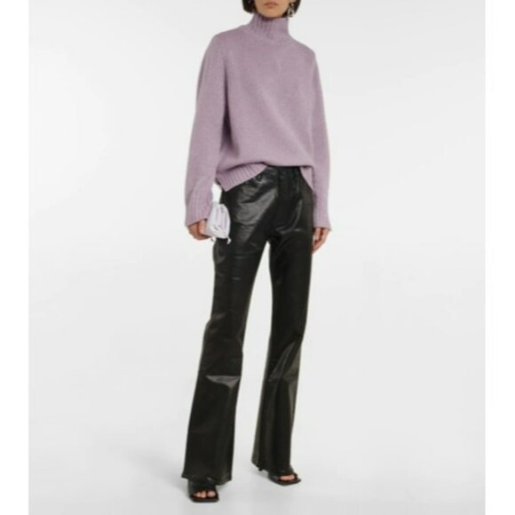 3x1 NYC Farrah Black High Rise Bell Bottom Shiny Pants - Picture 2 of 13